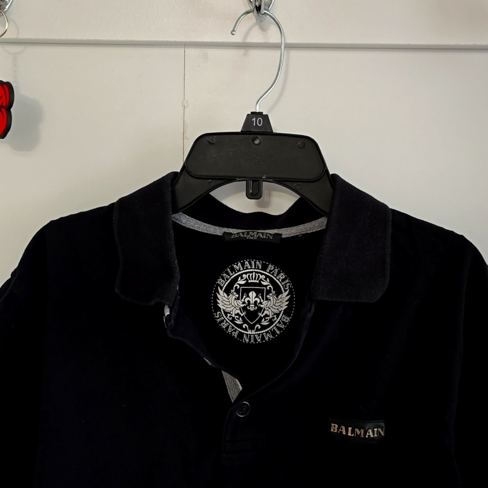 Balmain-golden Logo 100%Cotton Polo Shirt - Picture 7 of 9